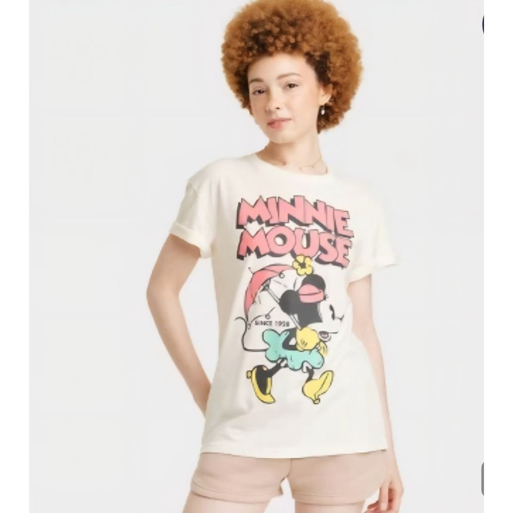 Disney Minnie Mouse Retro Short Sleeve Graphic T-Shirt - White XS